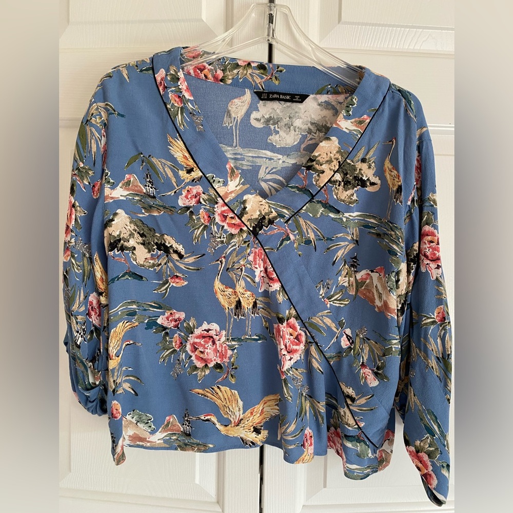 Zara Basic tropical print blouse